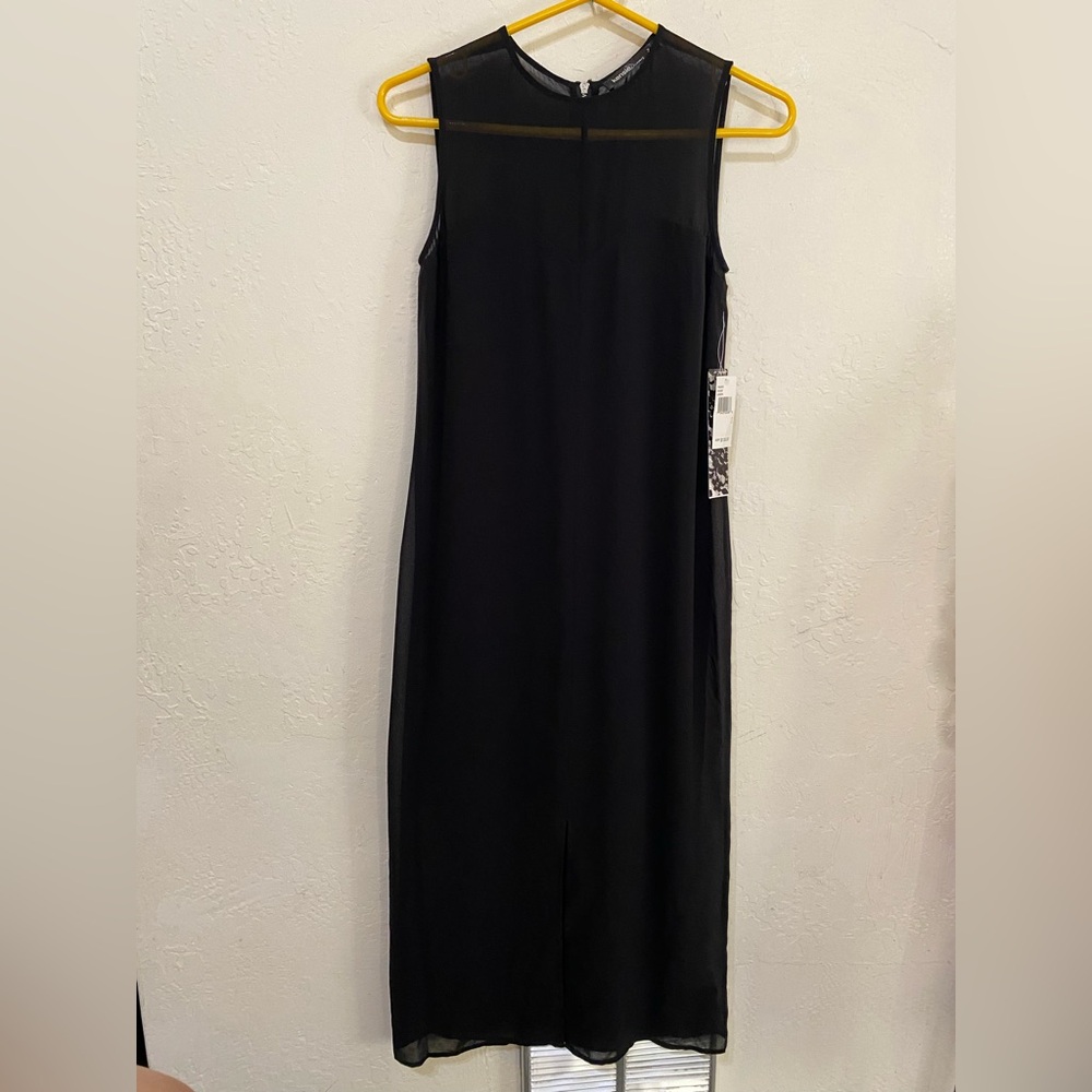 Kensie Black Sheer Sweetheart Neckline Midi Dress NWT Size 2